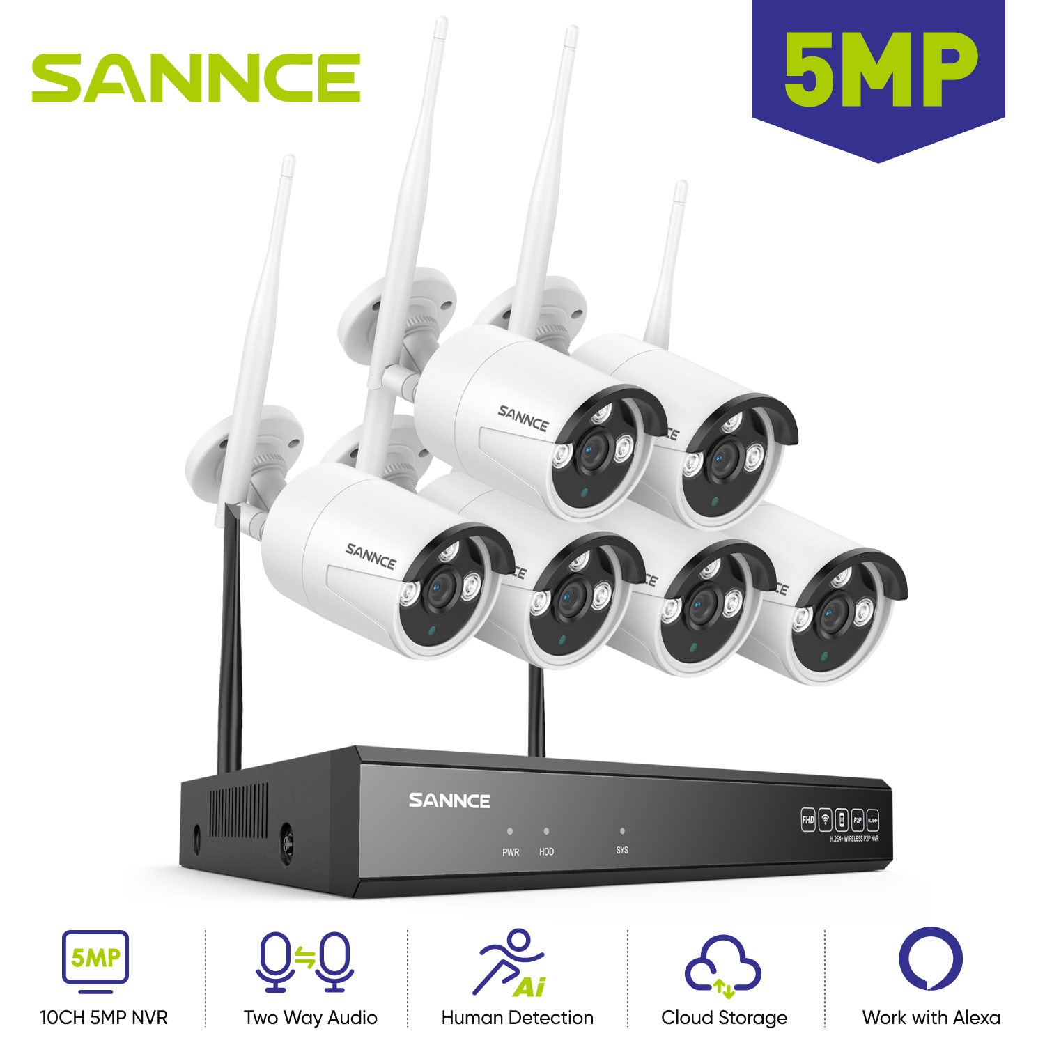 Home Security Wifi Camera - SANNCE kamera IP Wifi 5MP 6