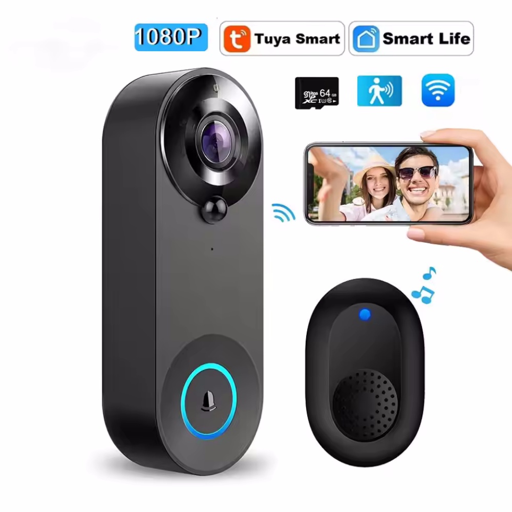 Home Security No Wifi Needed - Tuya 1080P Bel Pintu WIFI Nirkabel