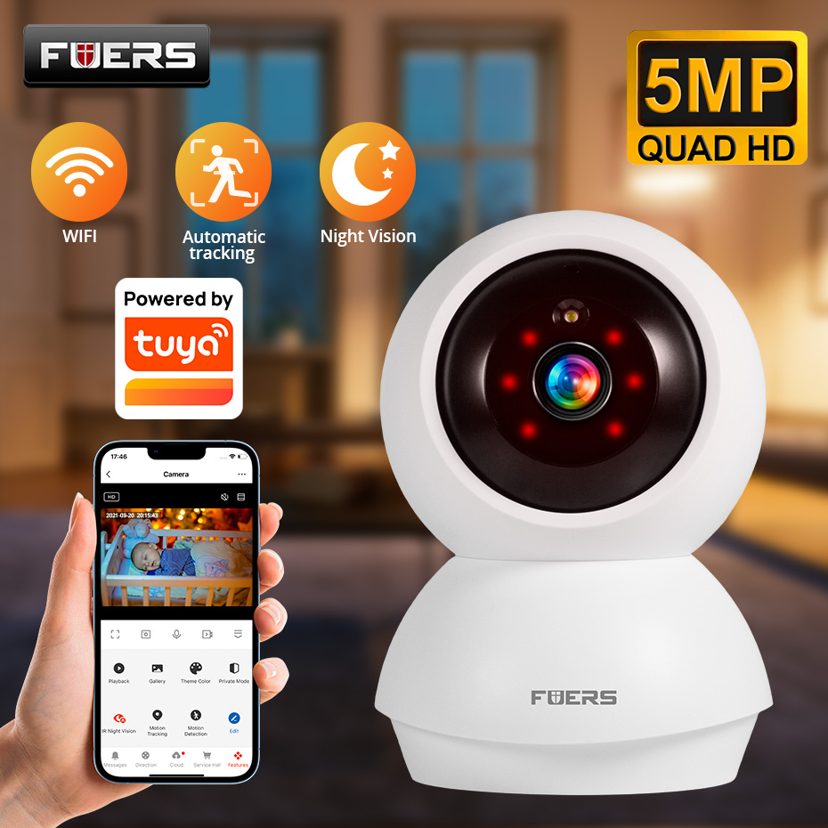 Home Security Xiaomi - Kamera WiFi Fuers 5MP untuk Rumah,
