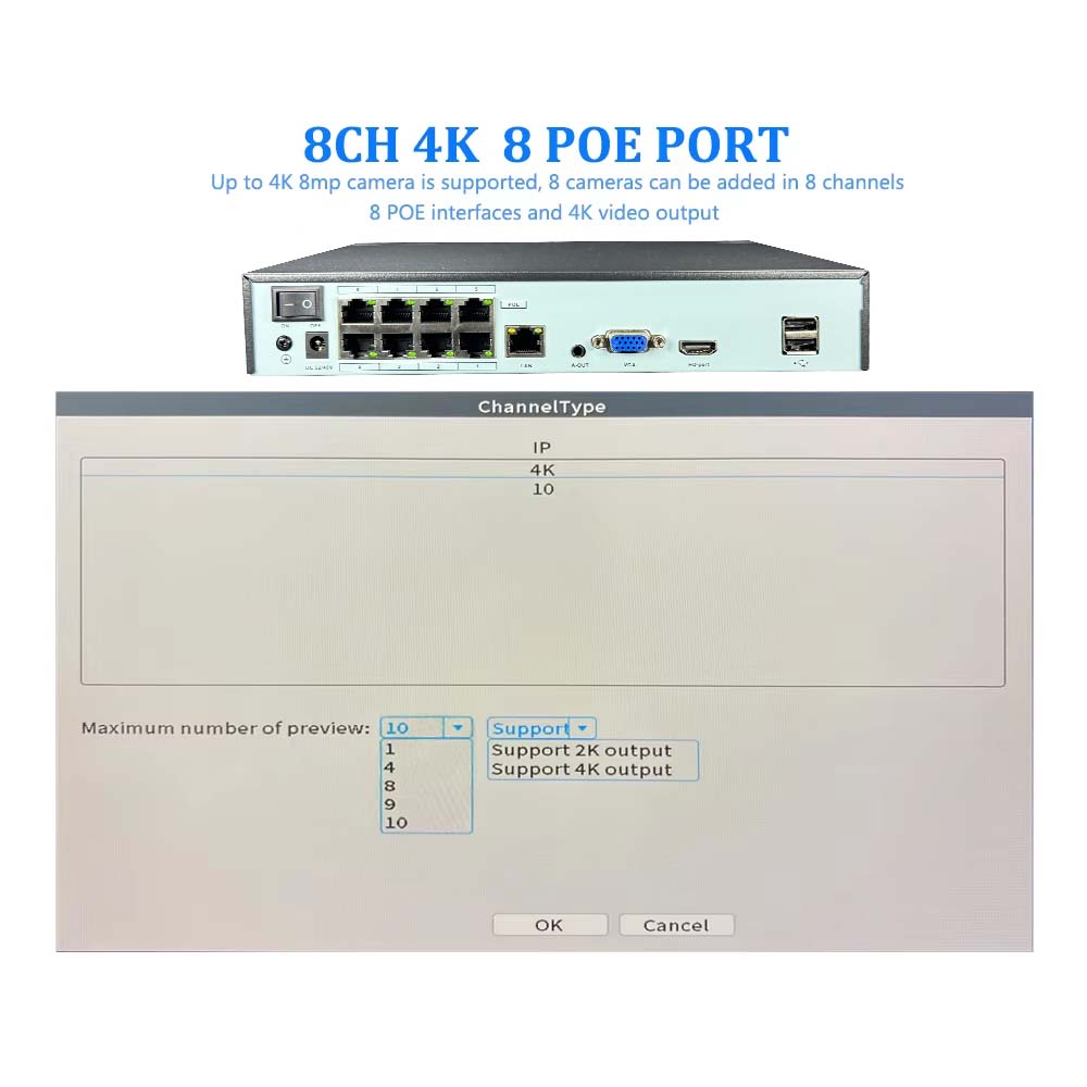 4K 10CH NVR 4/8Port POE untuk  - Home Security Nvr ulasan dan harga
