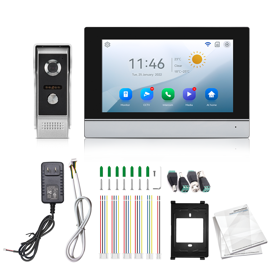 Layar IPS 7 Inci 2MP Tuya Kont - Home Security No Wifi Needed ulasan dan harga